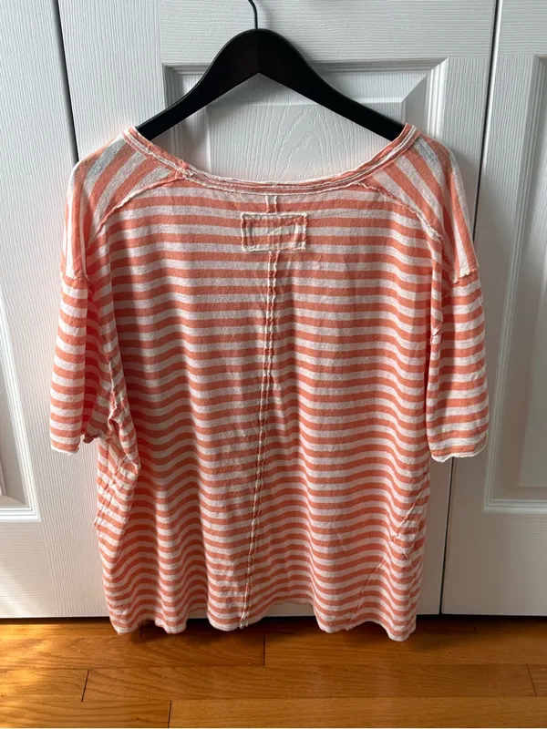 Free People All I Need Tee in Orange and White Stripe - Image 3
