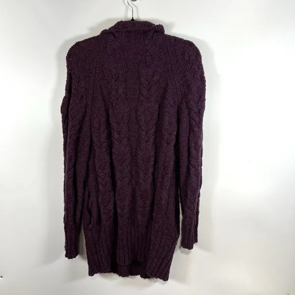 Free People Plum Purple Cable Knit Button Front Cardigan Sweater Small Boho‎ - Image 11