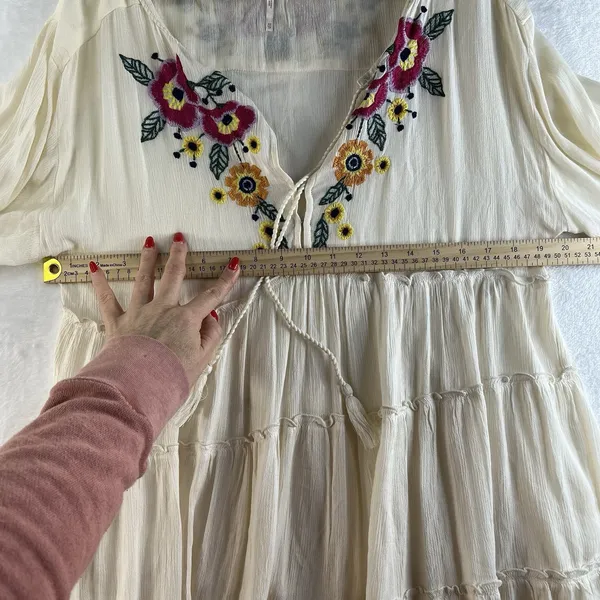 Free People XS Spell on You Dress Floral Embroidered Oversized Boho‎ Festival - Image 10