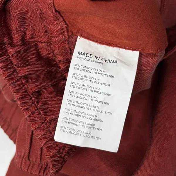 Club Monaco Rust Wide-Leg Linen Blend Pants‎ - Image 5