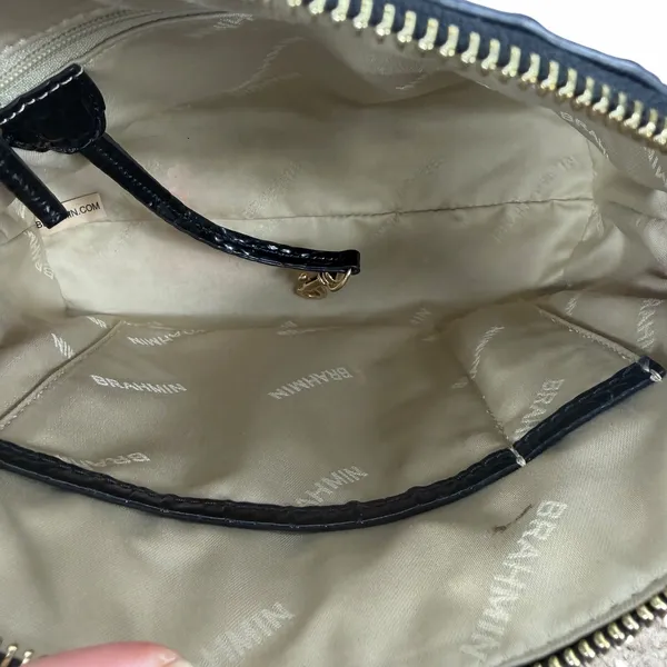 Brahmin Georgina Small Croc Embossed Leather Dome Crossbody Bag Black - Image 9