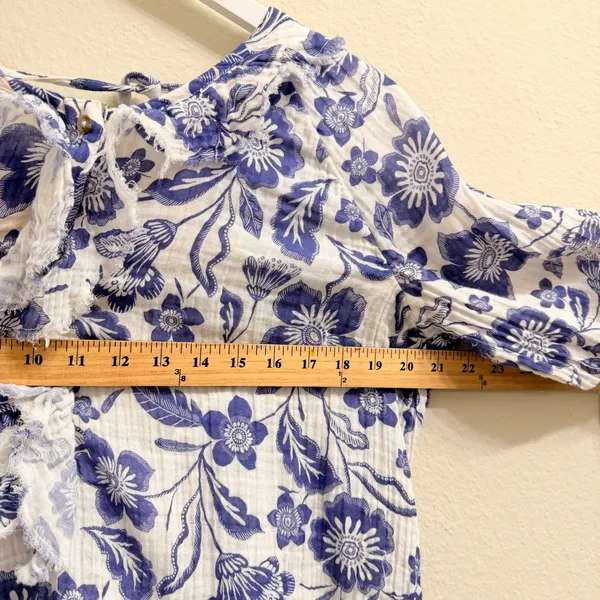 Anthropologie Floral Gauze Mini‎ Dress Size Large Tunic Coverup Gauzy Cotton - Image 15
