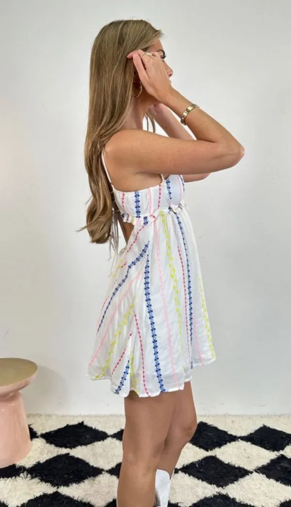 Flowers Bloom Embroidered Bustier Dress - New Collection - Image 4