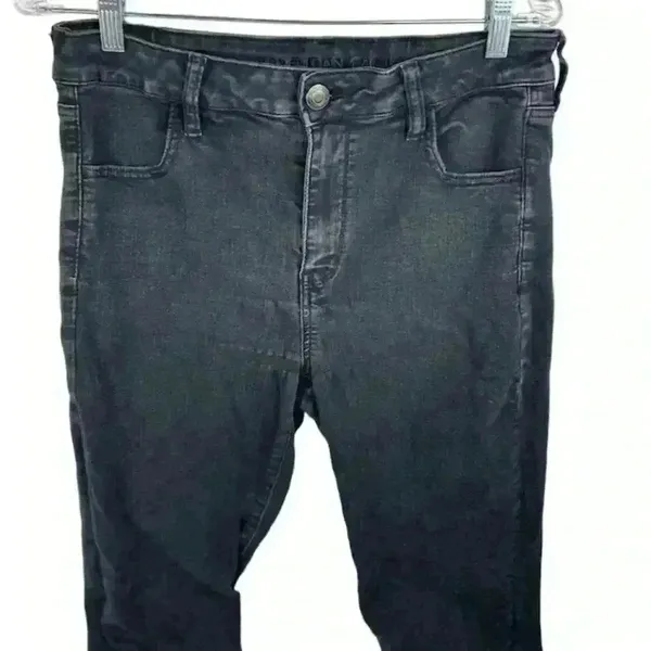 American Eagle Women's Black Skinny Jeans‎ Size 14 Long Stretch Mid Rise - Image 5