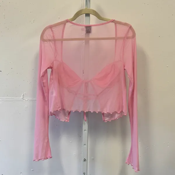 Princess Polly Tasia Top Y2K Pink‎ Sheer Mesh Lace Underwire Crop Top US 4 - Image 3