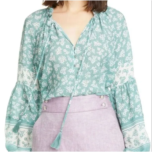 Veronica Beard Kalina silk floral boho blouse size 4 - Image 9