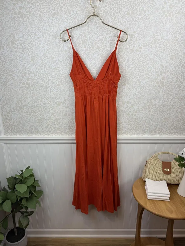 MVN The Label Orange Feast of Fire Linen Blend Sleeveless Maxi Dress - Size - 4 - Image 8