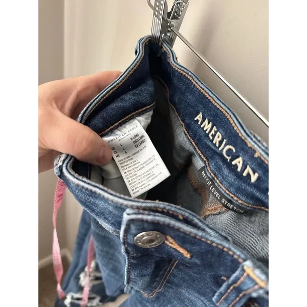American Eagle High-Rise Ripped Jegging Dark Wash Size 4 X-Long - Image 3