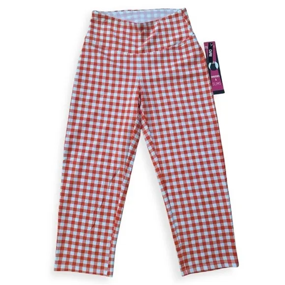 NWT TeezHer Orange Gingham Capri Slim Pants - Image 4