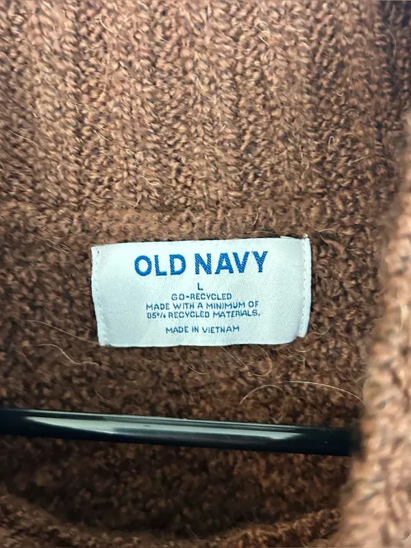 NWT Old Navy Wool Alpaca Blend Brown Chunky Knit Crop Mock Neck Sweater Large - Image 8