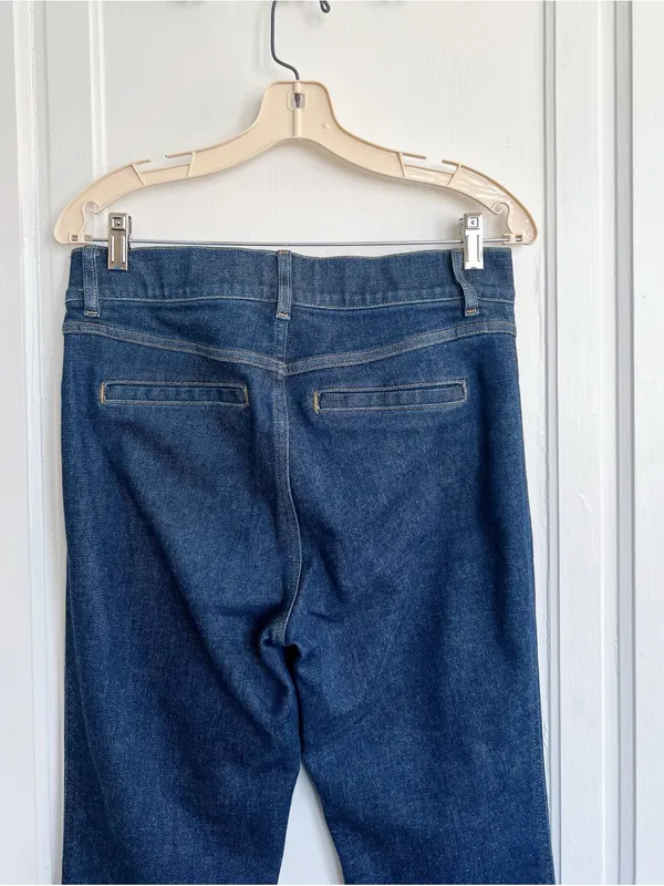 SPANX • Pintuck Flare Jeans pull on high rise bell bottom Raw Indigo dark wash - Image 15