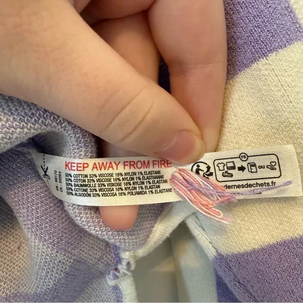 Anthropologie Daily Practice Plaid Purple & White Long-Sleeve Cropped Sweater M - Image 9