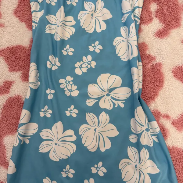 🌺 Y2K Blue Hibiscus Halter Mini Dress | Tropical Island Girl Beach Babe 🌴 - Image 2