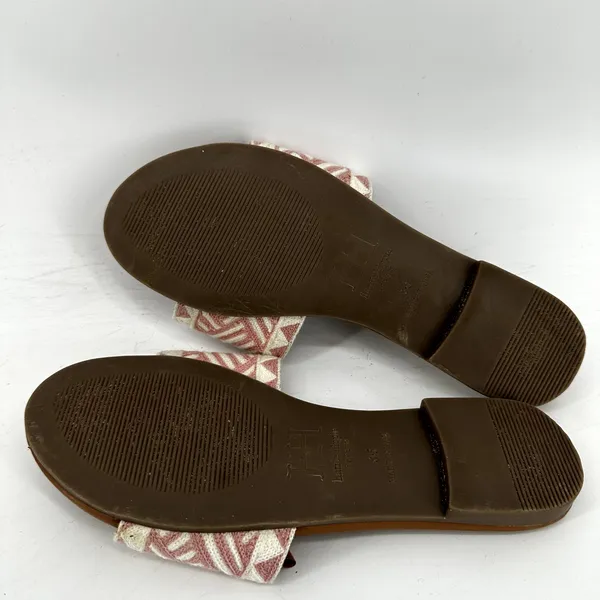 Haute Hippie Sandals Slide Wide Strap Open Toe Embroidered Aztec Print Pink 8.5 - Image 7