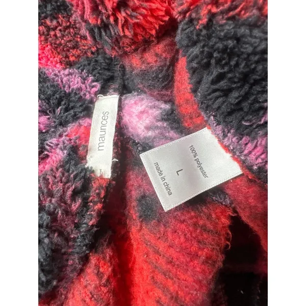 Maurices Womens Red & Black Plaid Sherpa Top & Shorts Set Large Cozy Winter Wear - Image 8