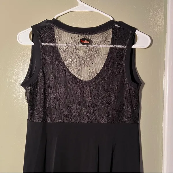 Rossaspina Women's Tank‎ Top Black Scoop Neck Lace Back Tango Dance Stretch - Image 6