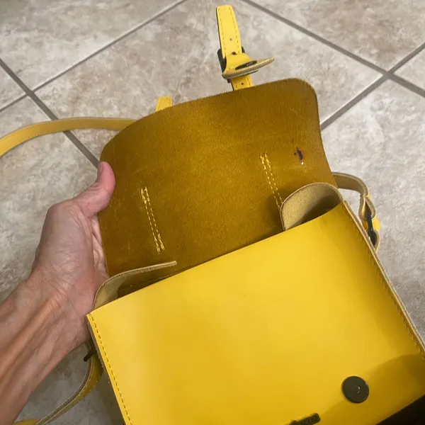 Dr Martens 7 Inch Yellow Leather Satchel Mini Crossbody Bag Buckle Accent - Image 11