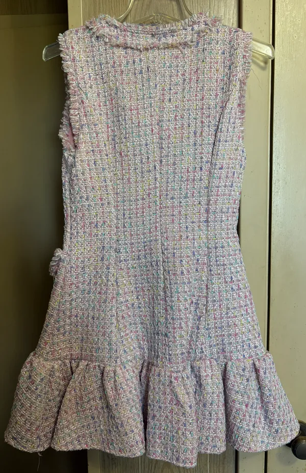 SheIn Pink Tweed Mini Dress – Pearl Button – - Image 2