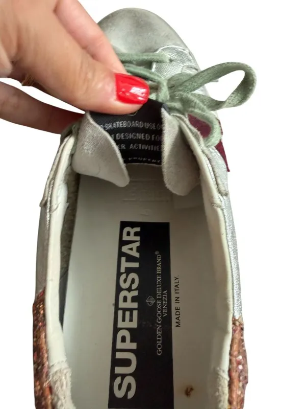 GOLDEN GOOSE Women’s Glitter Superstar Sneakers Size US 10 / 40 - Image 10