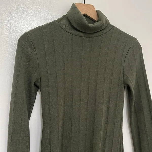 WILD FABLE | Olive Green Long Sleeve Ribbed‎ Fall Winter Christmas Knit Dress, S - Image 4