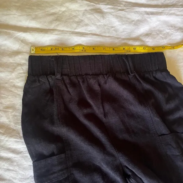 Illa Illa black linen blend cargo pocket wide leg pants size small - Image 7