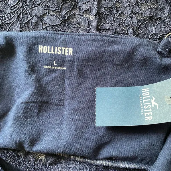 NWT Hollister Navy Floral Lace Cami Top Size L Coquette Y2K Babydoll - Image 4