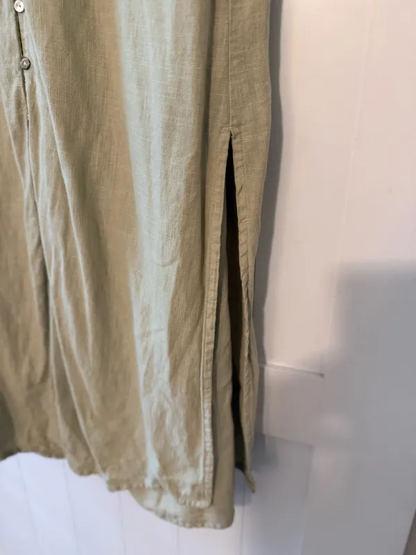 Zara Light Sage Green Button-Front Maxi Shirt Dress - Image 5