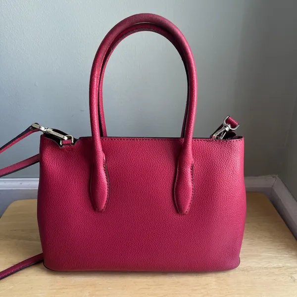 Kate Spade New York Red Leather Satchel Top Handle Crossbody Bag Medium - Image 8