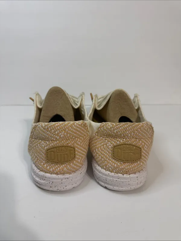 Hey Dude Women's Cream Slip-On Sneakers with Tan Heel Accent - Image 3