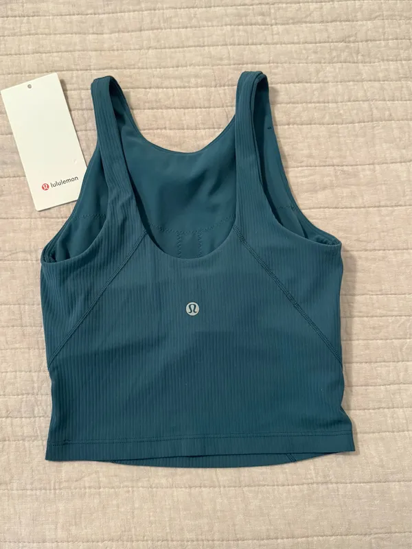 Lululemon Align Ribbed High Neck Tank Size 2 Green Jade Sport Bra Crop - Image 3