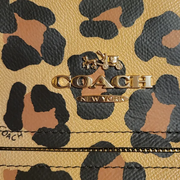 PRICE DROP Coach Town Car Ocelot Leopard Print Tote Leather Tan, Brown & Black - Image 6
