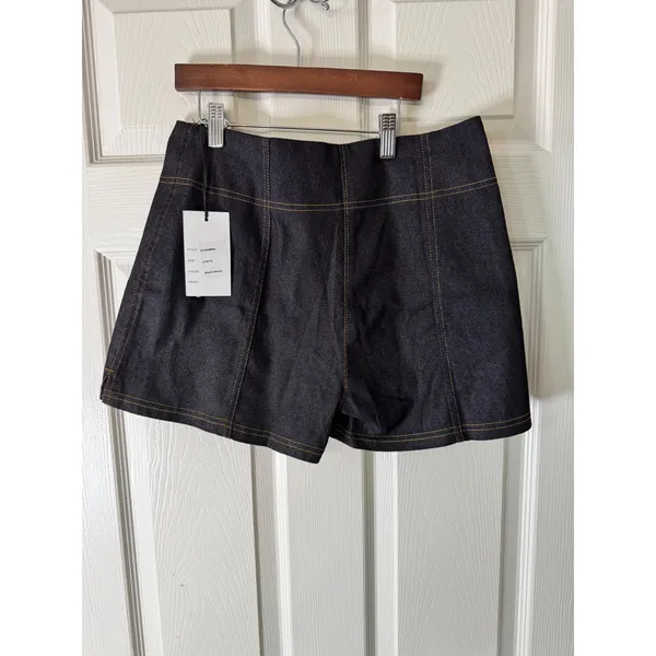 Unique Vintage Denim Shorts High Waist Stretch Black‎ w/ Pockets Size L - Image 14