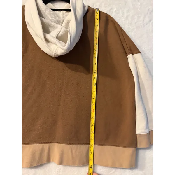 Madewell MWL Colorblock Side Zip Hoodie Brown Tan Cream‎ Organic Cotton Small - Image 5