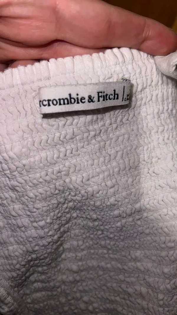 Abercrombie & Fitch Smocked Back Crop Top Adjustable Straps Linen Y2K Medium - Image 3