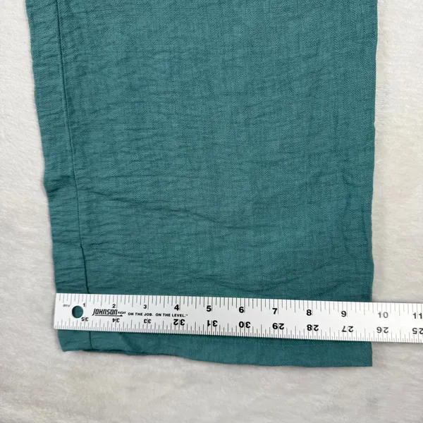 Happily Grey Teal‎ Green Wide Leg Textured Elastic Waist Pants Small - Image 6