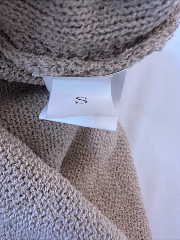 Beige Knit Mini Dress with Side Tie Detail - Image 2