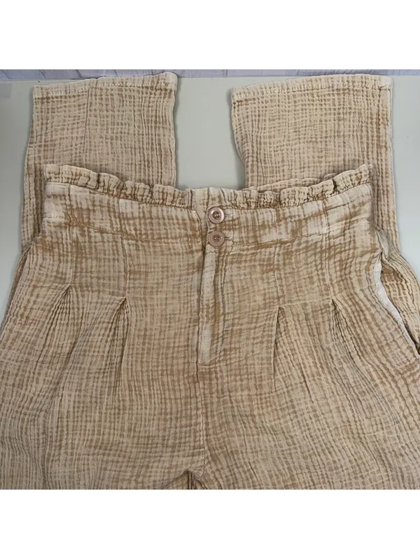 Le Lis Collection Cotton Gauze Wide Leg Pants Women’s Medium Beige Boho - Image 4