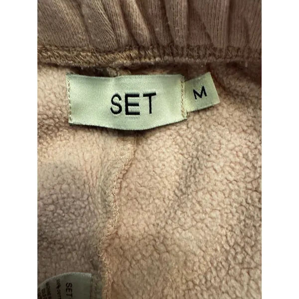 SET Active Sweatpants Blush Pink 100% Cotton Fleece Wide Leg Lounge Pants-Med - Image 4