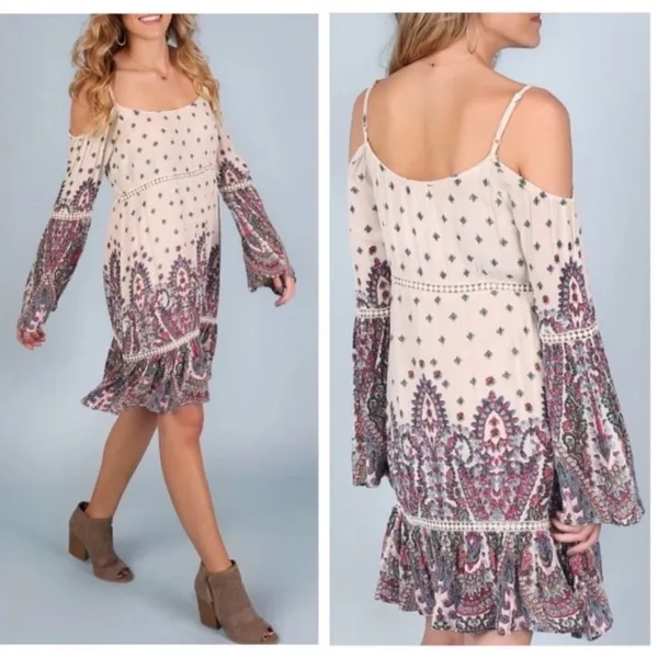 Altar’d State Cold Shoulder‎ Boho Dress Size Medium - Image 2