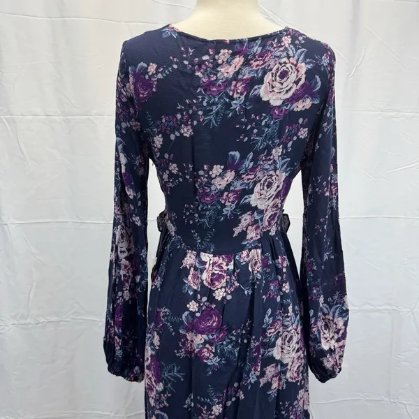 Altar’d State Boho Maxi Dress M Floral Navy Empire Waist Fairy Whimsgoth - Image 9