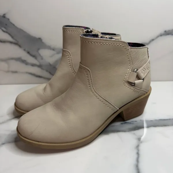Teva Women's Beige Leather Foxy Ankle Boot Sz 7.5 Western Boho Festival Side Zip - Image 3