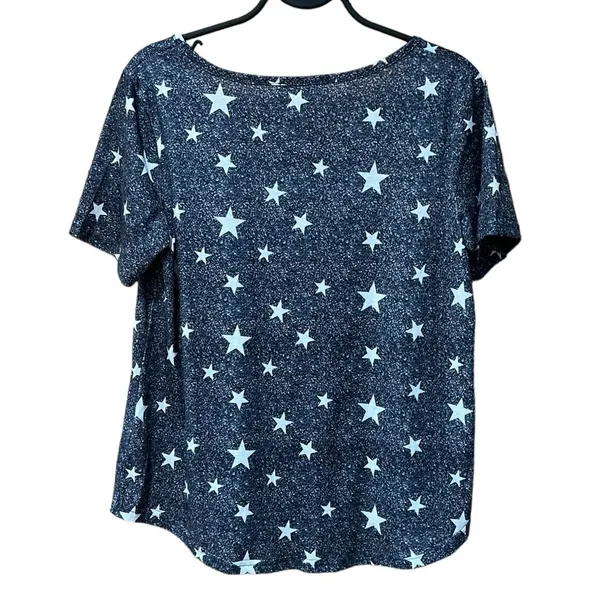 Moyee Blue Tee Shirt With White Stars Women's Size Small - Image 2