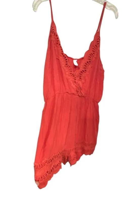 Xhilaration Orange Lace Trim Romper - Image 2