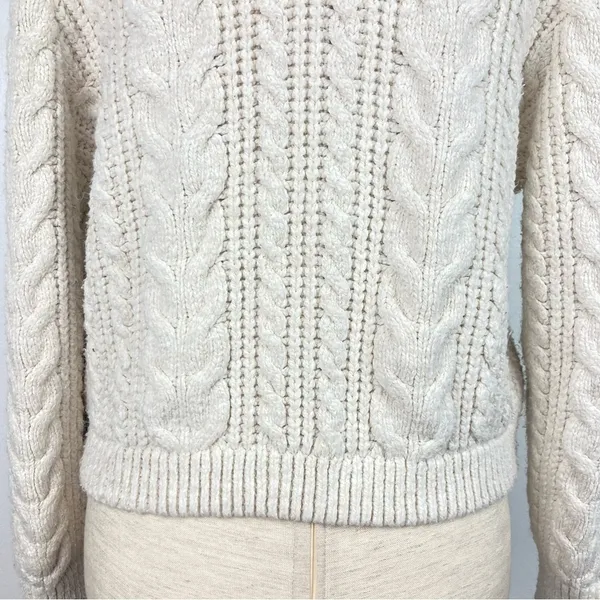 ZARA Cable Knit V-Neck Pullover Sweater with Collar - Image 8