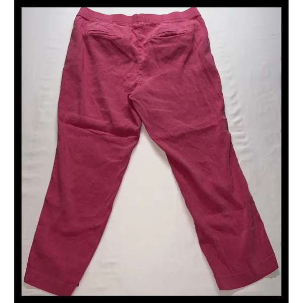 J.Jill Linen Blend Pants Womens Large Pink Elastic Waist Seam‎ Detail Casual - Image 5
