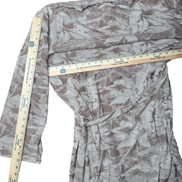 Zara Midi Dress Sz Large Long Mock Neck Party Career Belt Neutral Floral Stretch - Image 11