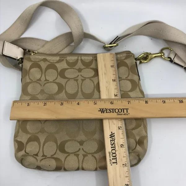 COACH Tan Cream Jacquard Fabric CrossBody Bag - Image 2