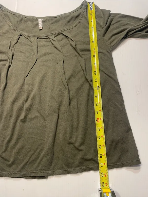 Old Navy Olive Green Swing Top Pleating Detail Scoop Neck 3/4 Sleeve Women Sz M - Image 5