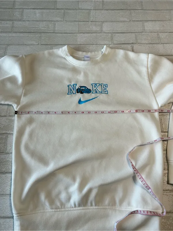Cars Nike Embroidery White Crewneck Sweatshirt - Image 5
