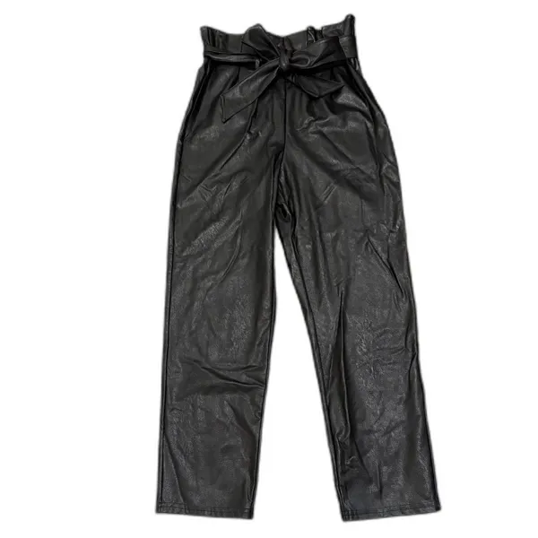 NWT Evereve‎ Commando Faux Leather Paperbag Pants Black Belted Edgy Size XS - Image 3